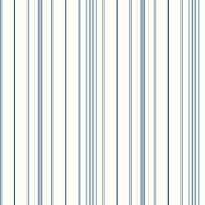 Wide Pinstripe White & Blue Wallpaper by Inspired by Color