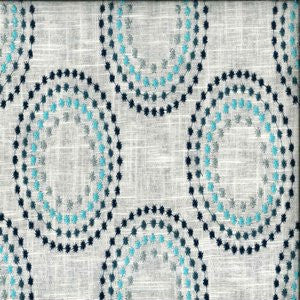Salem Aqua by Norbar Designer Fabric 55% LINEN 45% RAYON CHINA 7 1/2"V 8"H 56 - Swanky Fabrics -