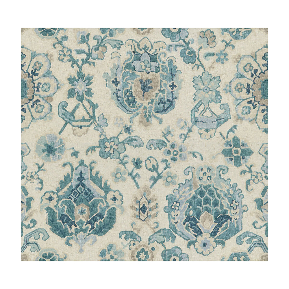 Saroukrug Aquamarine by Kravet Basics Designer Fabric SARAH RICHARDSON HARMONY LINEN - 100% China MEDIUM Horizontal: 27 and Vertical: 25 54.5 - Swanky Fabrics -