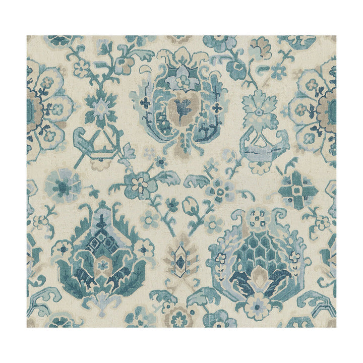 Saroukrug Aquamarine by Kravet Basics Designer Fabric SARAH RICHARDSON HARMONY LINEN - 100% China MEDIUM Horizontal: 27 and Vertical: 25 54.5 - Swanky Fabrics -