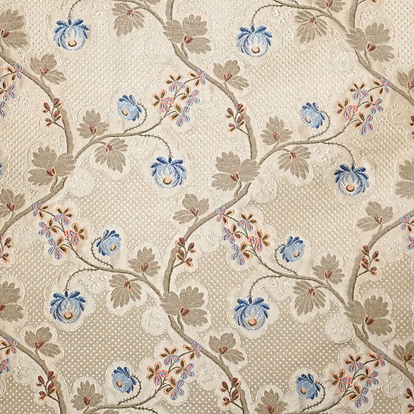 Trottola/Blue Cream Sb 00050352 by Old World Weavers Fabric CLASSICS 68% SILK 17% COTTON 15% POLYESTER ITALY LIGHT DUTY Horizontal: 10" and Vertical: 7" 55" - Fabric Carolina -