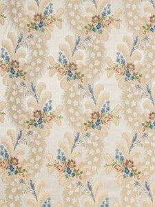 Scalamandre Fabric Cheverny Rose & Blue On Ivory
