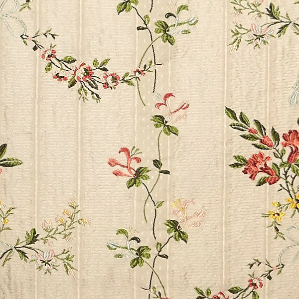 Broche Orleans/Multi On White 9326-001 by Old World Weavers Fabric CLASSICS STOCKED AT SCALAMANDRE WAREHOUSE 100% SILK ITALY LIGHT DUTY Horizontal: 20" and Vertical: 56" - Fabric Carolina -
