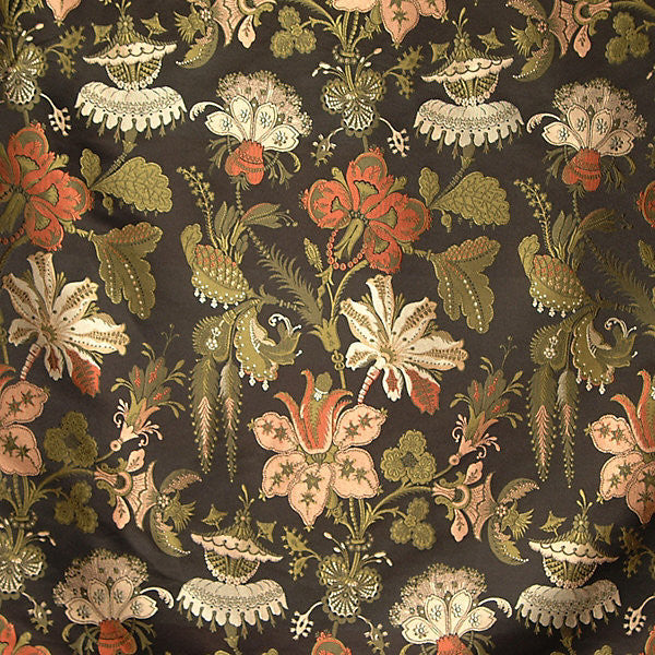 Rossetta/Peach Black 9382-002 by Old World Weavers Fabric CLASSICS STOCKED AT SCALAMANDRE WAREHOUSE 100% SILK ITALY LIGHT DUTY Horizontal: 54" and Vertical: 55" - Fabric Carolina -