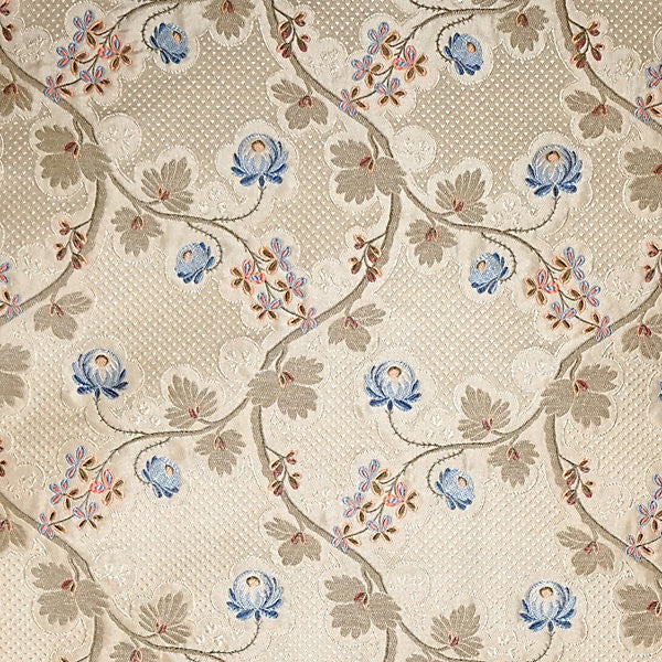 Trottola/Blue Cream 0352-005 by Old World Weavers Fabric CLASSICS 68% SILK 17% COTTON 15% POLYESTER ITALY LIGHT DUTY Horizontal: 10" and Vertical: 7" 55" - Fabric Carolina -