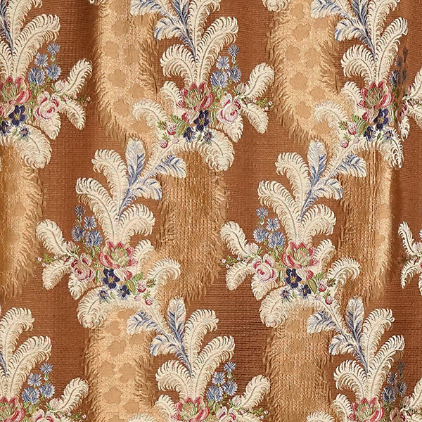 Cheverny/Raspberry.Blue, Cocoa 0289-012 by Old World Weavers Fabric CLASSICS STOCKED AT SUPPLIERS WAREHOUSE EUROPE 50% SILK|45% VISCOSE|5% COTTON|5% COTTON ITALY LIGHT DUTY Horizontal: 18.5" and Vertical: 11" 55" - Fabric Carolina -