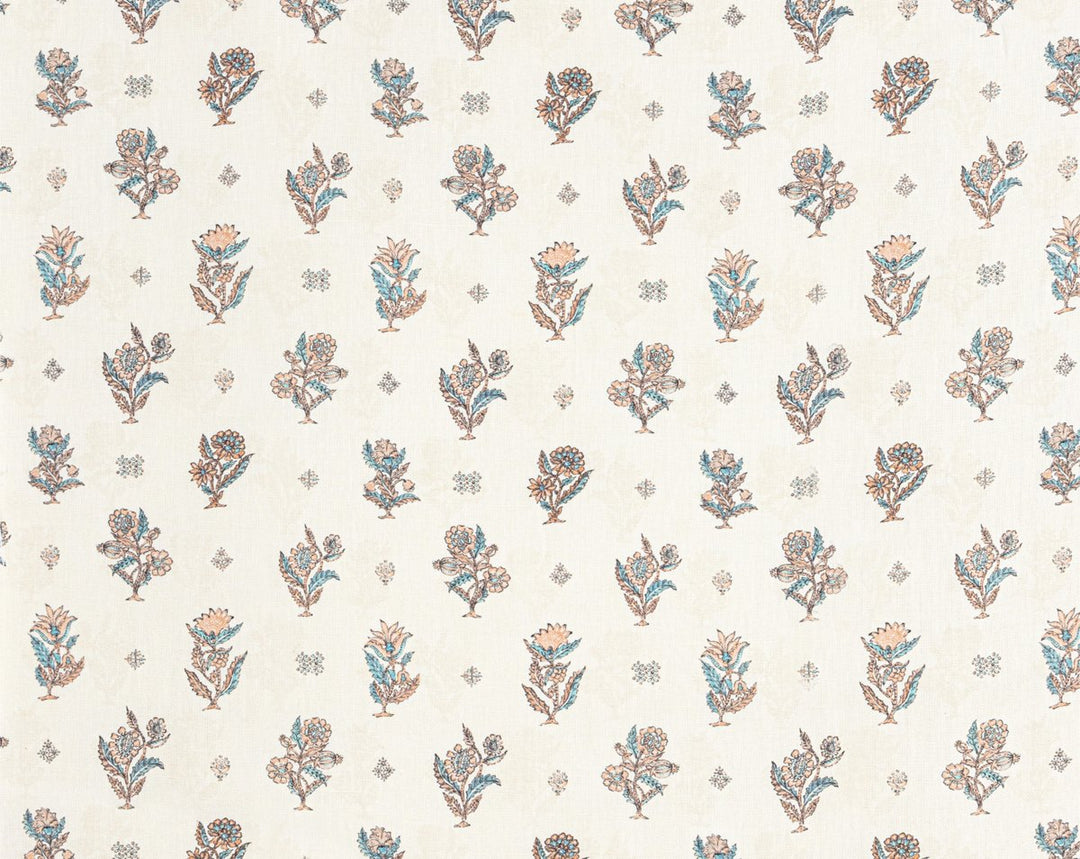 Calico Print Peach Aqua SC166690001 by Scalamandre Designer Fabric