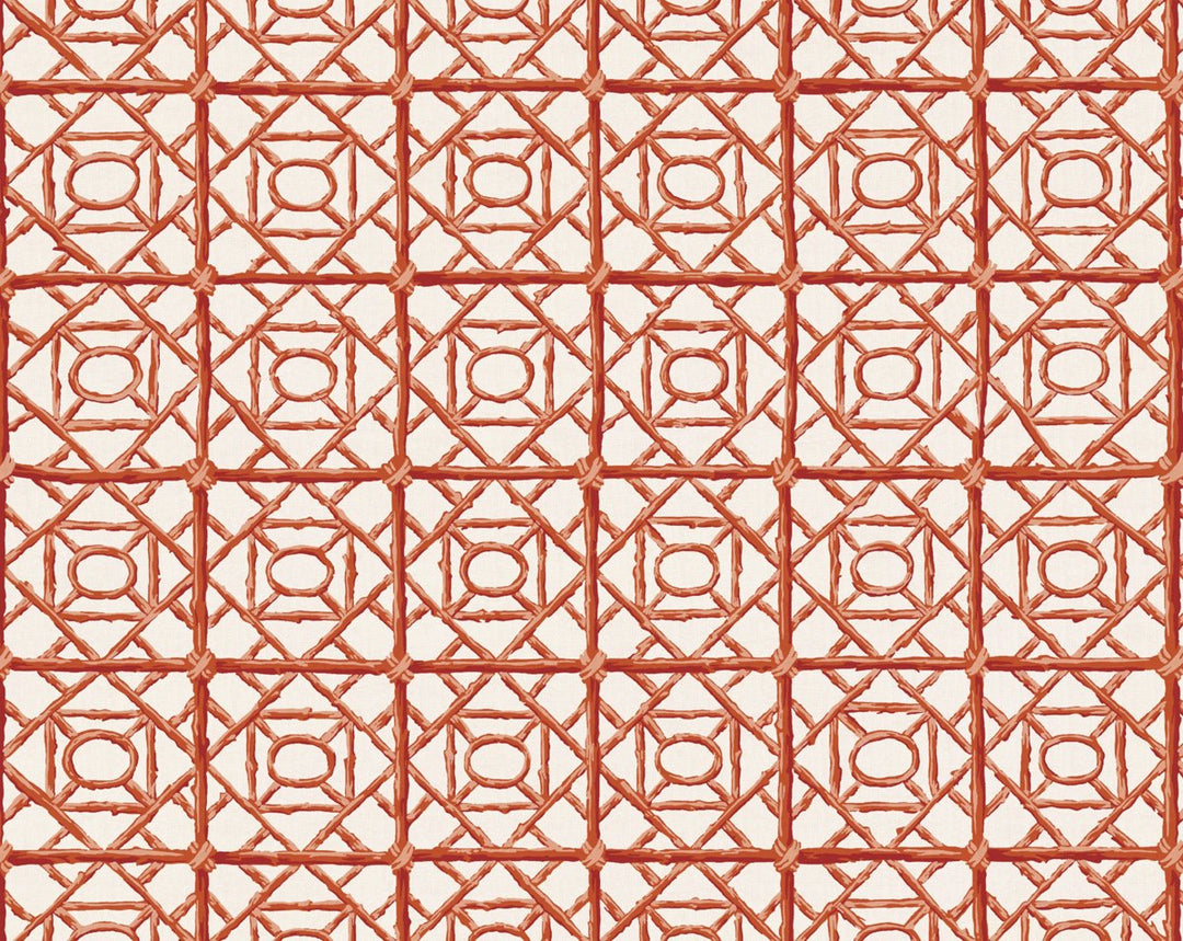Ormond Fret Print Lacquer Red SC166710004 by Scalamandre Designer Fabric
