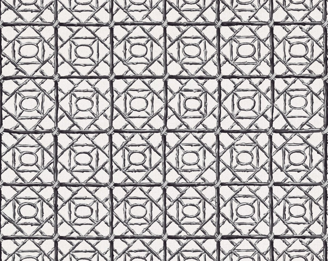 Ormond Fret Print Charcoal SC166710007 by Scalamandre Designer Fabric