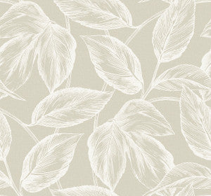 Beckett Sketched Leaves Oat by Seabrook Wallpaper