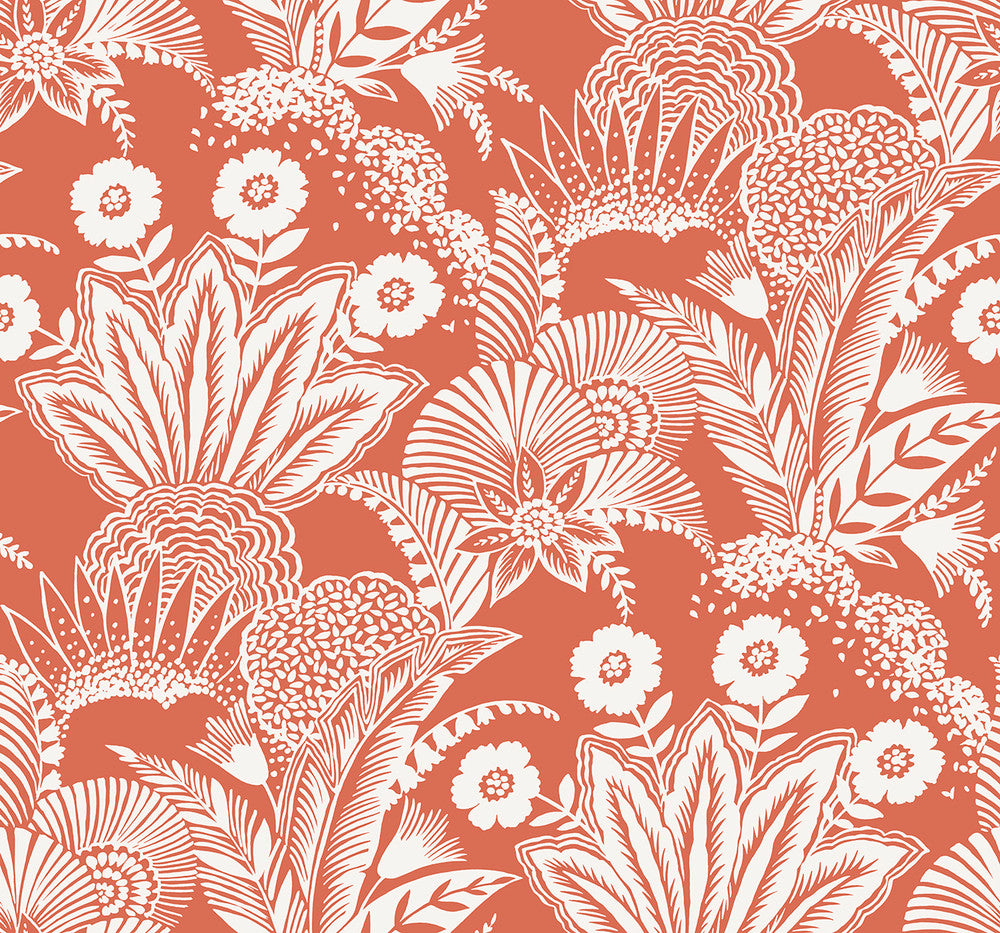 Suvi Palm Grove Coral Glow by Seabrook Wallpaper Summer House United States 60.75 25.2" 27" - Fabric Carolina -