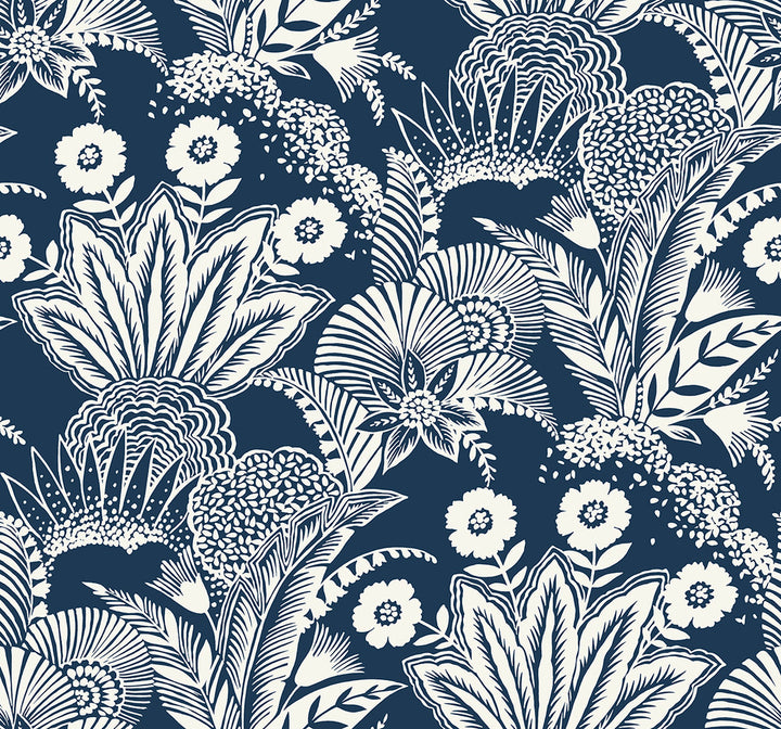 Suvi Palm Grove Nautical Blue by Seabrook Wallpaper Summer House United States 60.75 25.2" 27" - Fabric Carolina -
