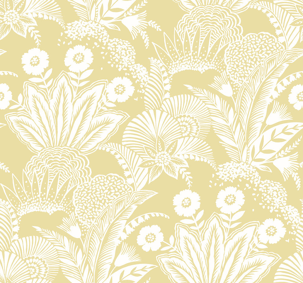 Suvi Palm Grove Butter by Seabrook Wallpaper Summer House United States 60.75 25.2" 27" - Fabric Carolina -