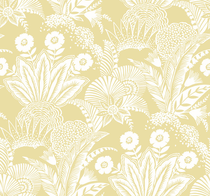 Suvi Palm Grove Butter by Seabrook Wallpaper Summer House United States 60.75 25.2" 27" - Fabric Carolina -