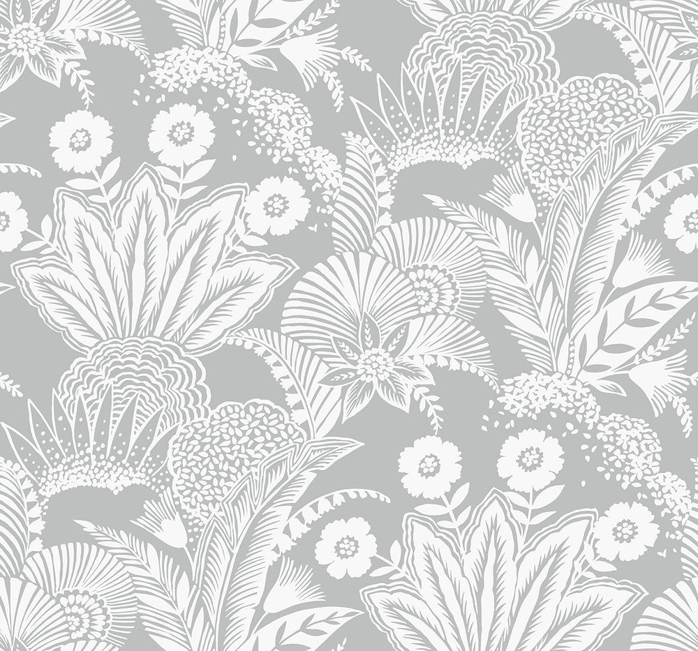 Suvi Palm Grove Bluish Gray by Seabrook Wallpaper Summer House United States 60.75 25.2" 27" - Fabric Carolina -