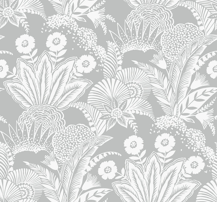 Suvi Palm Grove Bluish Gray by Seabrook Wallpaper Summer House United States 60.75 25.2" 27" - Fabric Carolina -