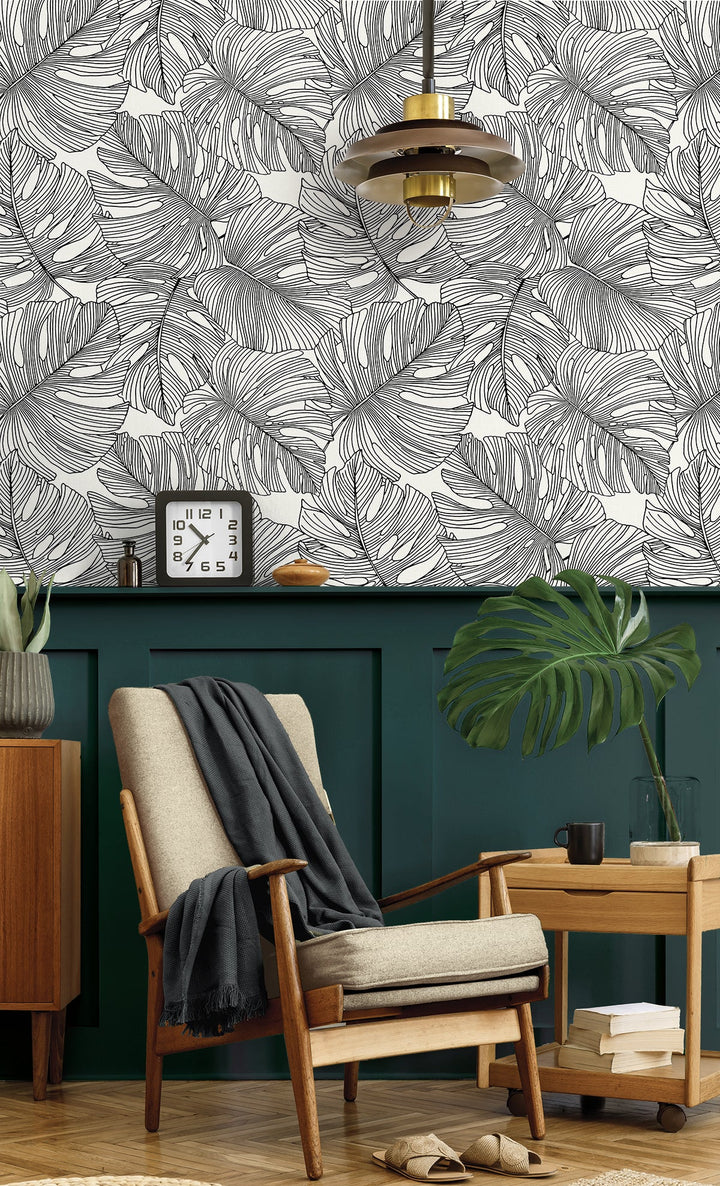 Tarra Monstera Leaf Contrasto SC20200 by Seabrook Designs Designer Wallpaper