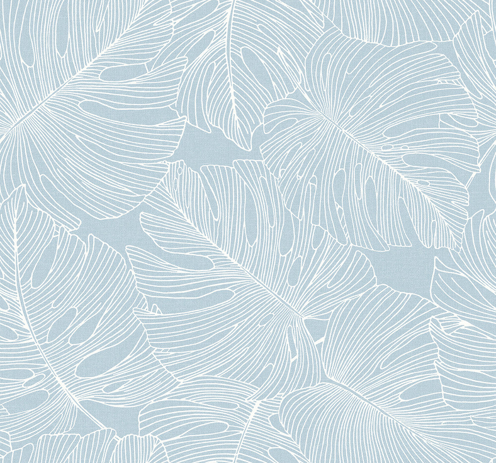 Tarra Monstera Leaf Early Sky by Seabrook Wallpaper Summer House United States 60.75 25.2" 27" - Fabric Carolina -