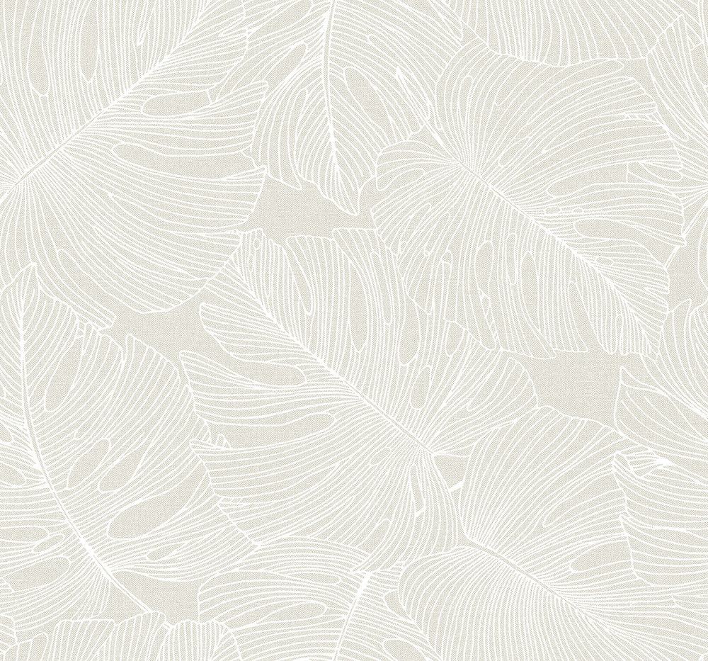 Tarra Monstera Leaf White Sand by Seabrook Wallpaper Summer House United States 60.75 25.2" 27" - Fabric Carolina -