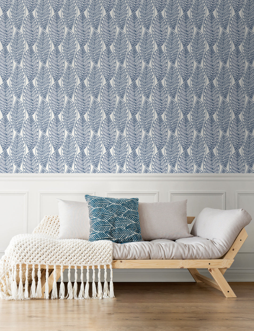 Kira Leaf Husk Blue Suede SC20302 by Seabrook Designs Designer Wallpaper