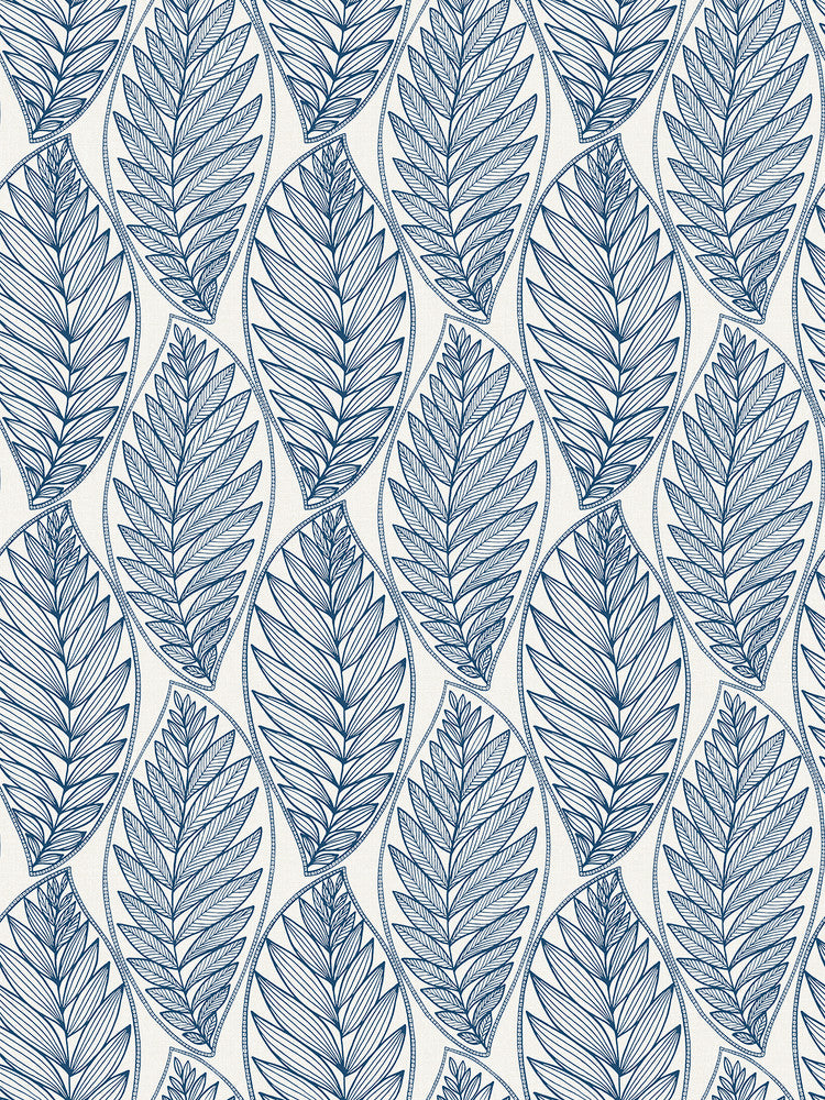Kira Leaf Husk Blue Suede by Seabrook Wallpaper Summer House United States 60.75 12" 27" - Fabric Carolina -