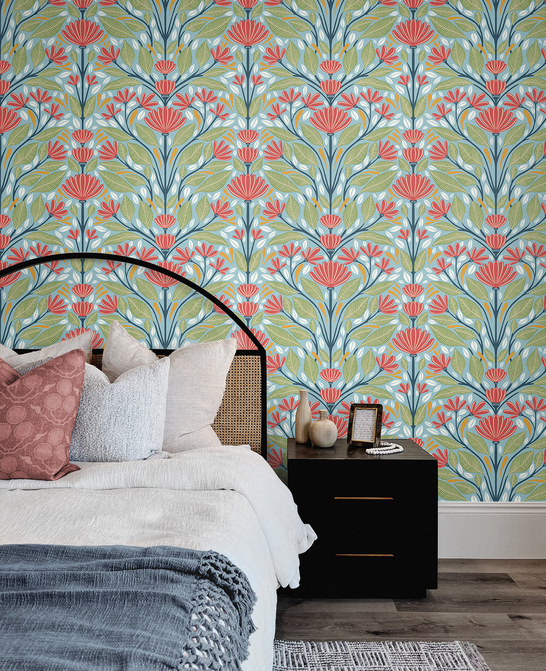 Carmela Folk Floral Summer Garden SC20604 by Seabrook Designs Designer Wallpaper
