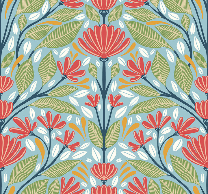Carmela Folk Floral Summer Garden by Seabrook Wallpaper Summer House United States 60.75 25.2" 27" - Fabric Carolina -
