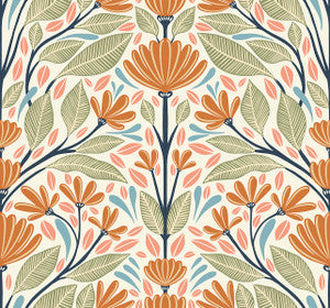Carmela Folk Floral Summer Ends by Seabrook Wallpaper