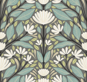 Carmela Folk Floral Spirit Grey by Seabrook Wallpaper