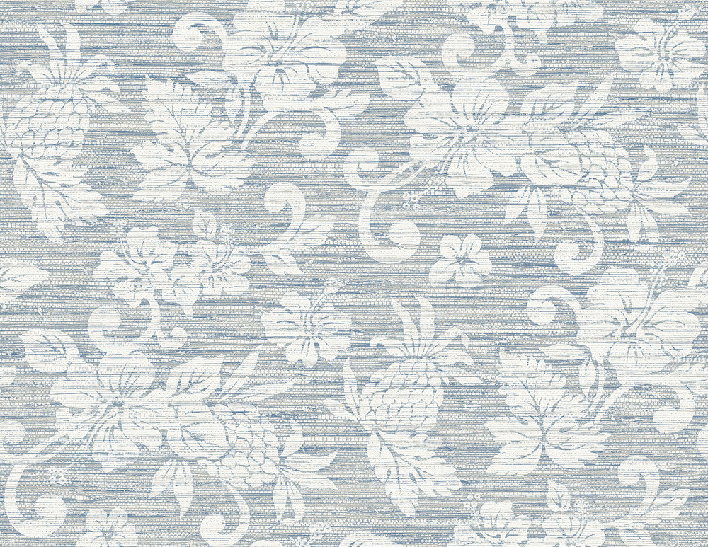 Juno Island Floral Fantasy Blue by Seabrook Wallpaper Summer House United States 60.75 20.87" 27" - Fabric Carolina -