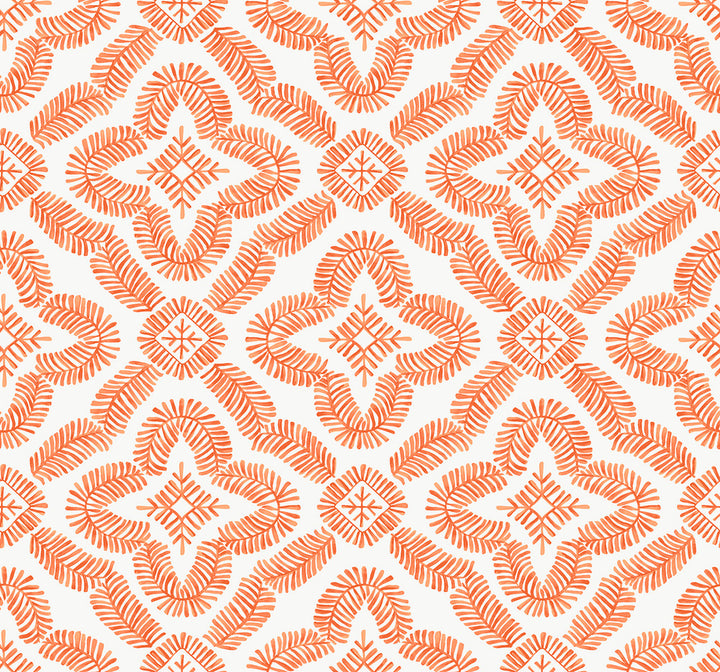 Talia Botanical Medallion Salmon by Seabrook Wallpaper Summer House United States 60.75 12.6" 27" - Fabric Carolina -