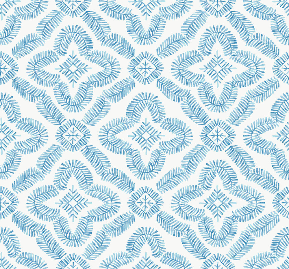Talia Botanical Medallion Breezy Blue by Seabrook Wallpaper Summer House United States 60.75 12.6" 27" - Fabric Carolina -