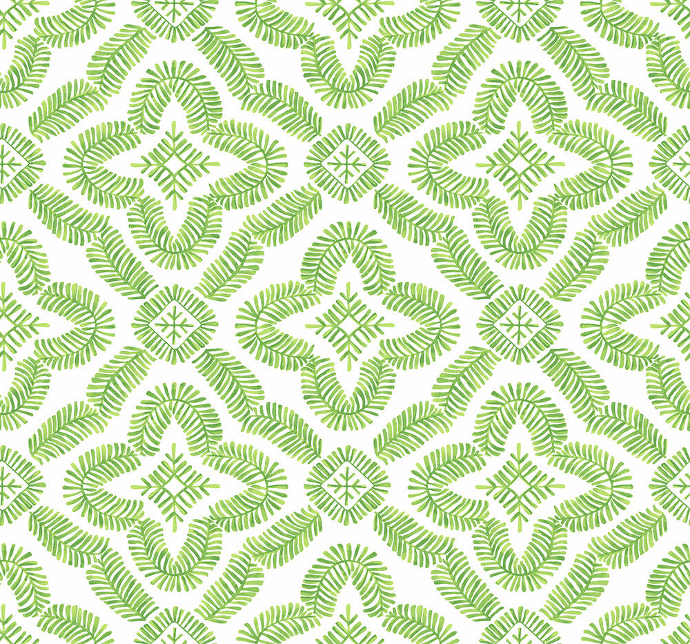 Talia Botanical Medallion Kiwi Green by Seabrook Wallpaper Summer House United States 60.75 12.6" 27" - Fabric Carolina -