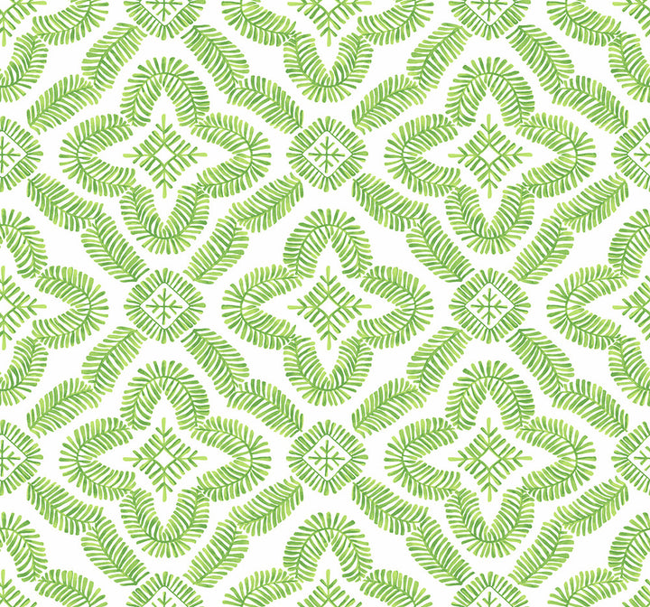 Talia Botanical Medallion Kiwi Green by Seabrook Wallpaper Summer House United States 60.75 12.6" 27" - Fabric Carolina -