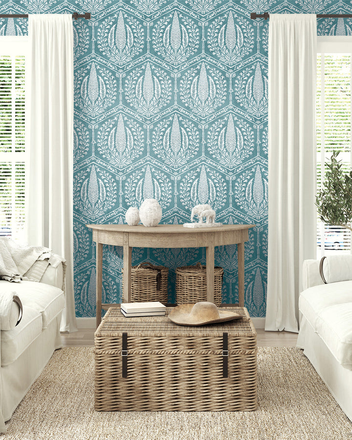 Cyrus Harvest Mediterranean Blue SC21402 by Seabrook Designs Designer Wallpaper