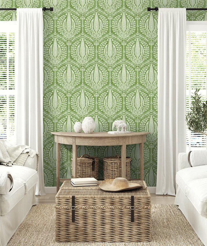 Cyrus Harvest Courtyard Green SC21404 by Seabrook Designs Designer Wallpaper