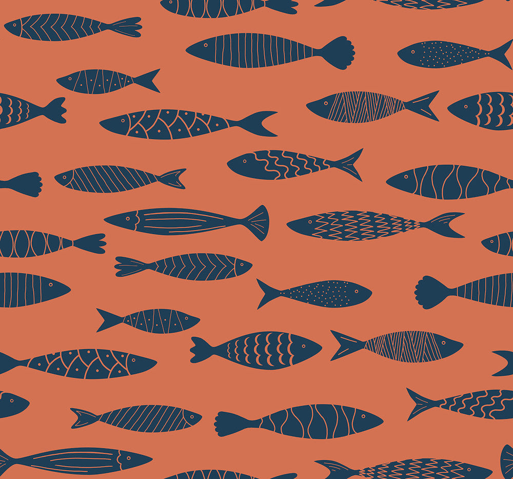 Bay Fish Coral Reef by Seabrook Wallpaper Summer House United States 60.75 25.2" 27" - Fabric Carolina -