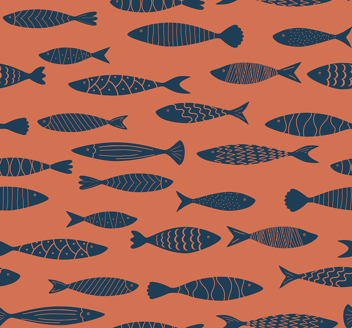 Bay Fish Coral Reef by Seabrook Wallpaper Summer House United States 60.75 25.2" 27" - Fabric Carolina -