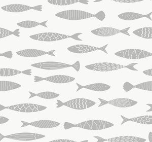 Bay Fish Silver Sea by Seabrook Wallpaper