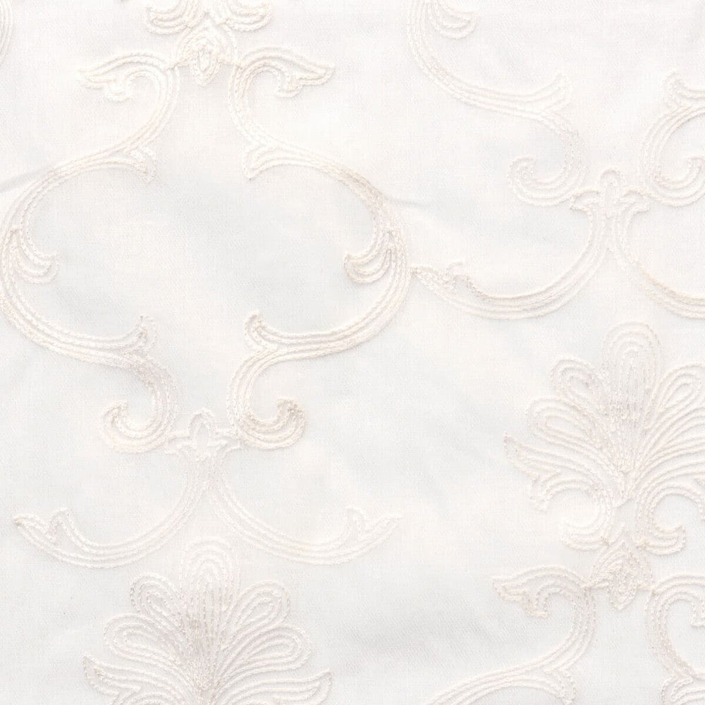 Scaffold 1 Vanilla by Stout Designer Fabric Color My Window Embroidery/Snow 100% Polyester Linen Cotton Embroidery CHINA Horizontal: 11.5 and Vertical: 13.5 52 in - Swanky Fabrics -