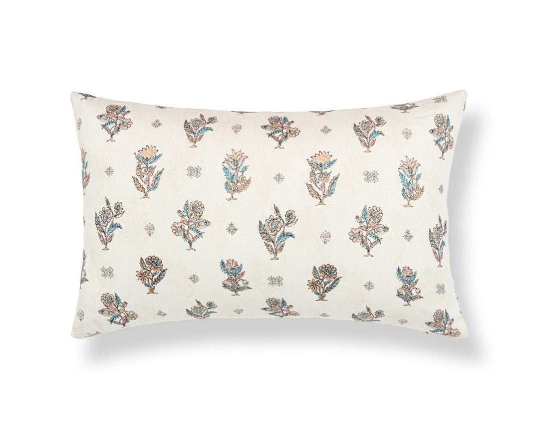 Calico Pillow 22 X 14 - Peach Aqua SCLBDK166690001 by Scalamandre Designer Pillow