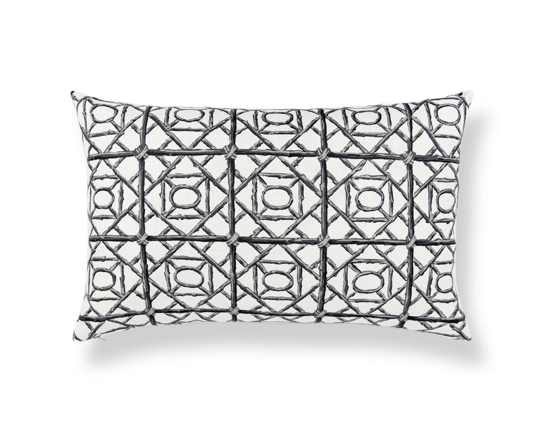 Ormond Fret Pillow 22 X 14 - Charcoal SCLBDK166710007 by Scalamandre Designer Pillow