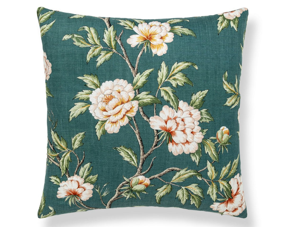 Peonia Linen Pillow 22 X 22 - Emerald Isle SCSDDK166160002 by Scalamandre Designer Pillow