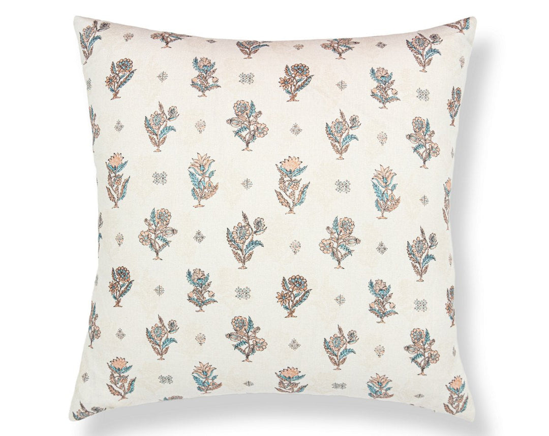 Calico Pillow 22 X 22 - Peach Aqua SCSDDK166690001 by Scalamandre Designer Pillow