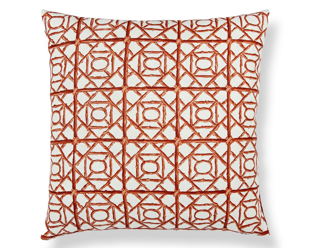 Ormond Fret Pillow 22 X 22 - Lacquer Red SCSDDK166710004 by Scalamandre Designer Pillow