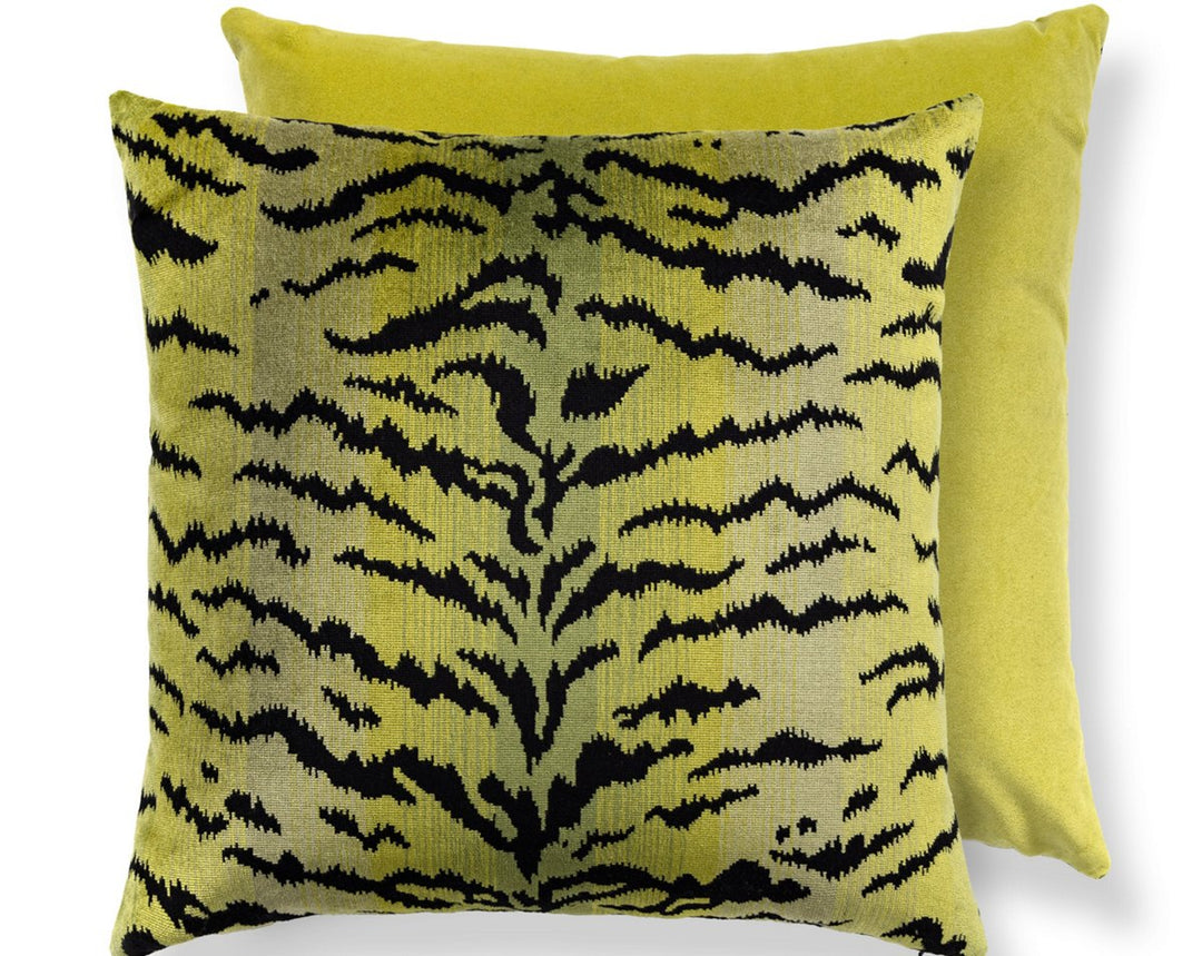 Tigre/Velvet Pillow 22 X 22 - Greens & Black / Chartreuse SCTDDK261670002 by Scalamandre Designer Pillow