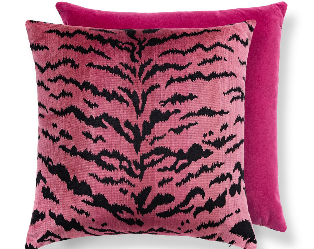 Tigre/Velvet Pillow 22 X 22 - Reds & Black / Fuchsia SCTDDK261670003 by Scalamandre Designer Pillow
