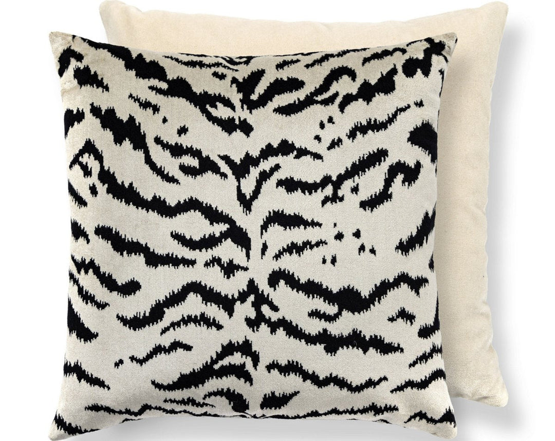 Tigre/Velvet Pillow 22 X 22 - Off-White & Black / Oyster SCTDDK261670006 by Scalamandre Designer Pillow