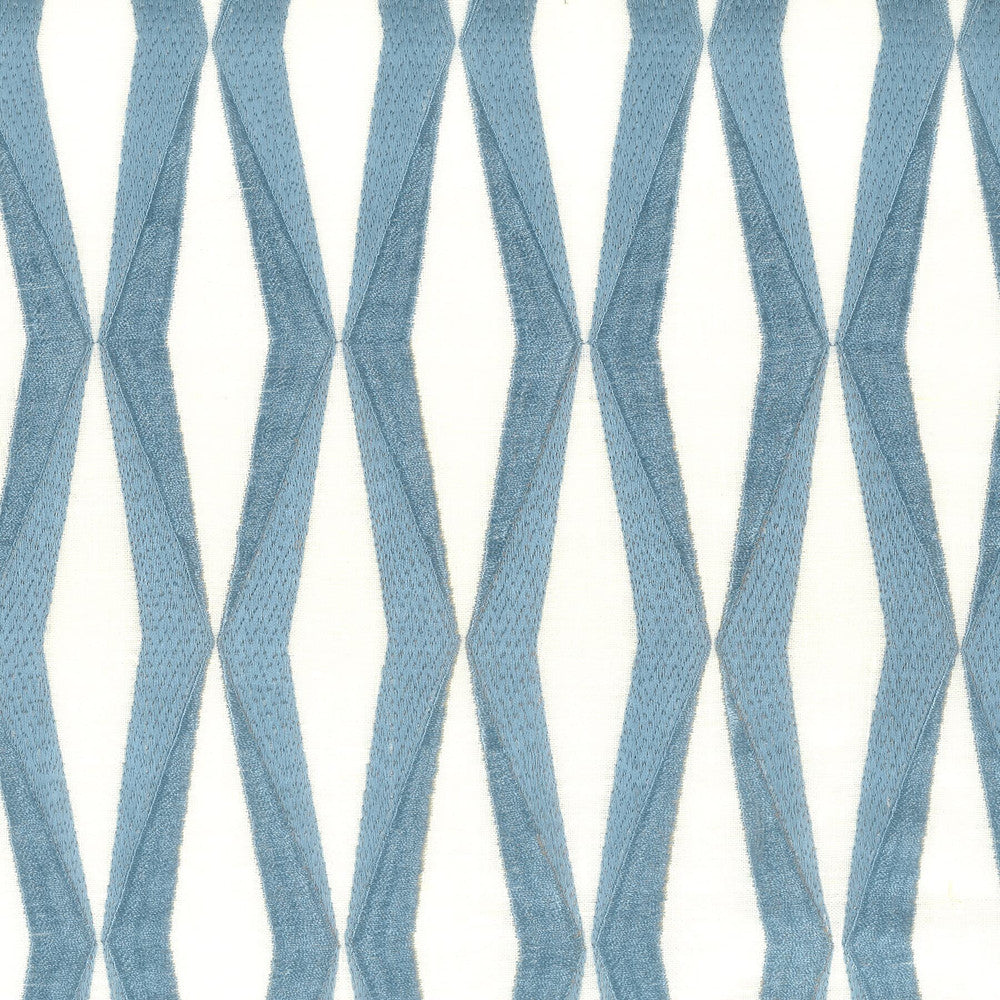 Scupper 5 Breeze by Stout Fabric Rainbow Library Blueberry/Denim 100% Linen Embroidery INDIA Horizontal: 2.5 and Vertical: 6.375 51.12 in - Fabric Carolina -