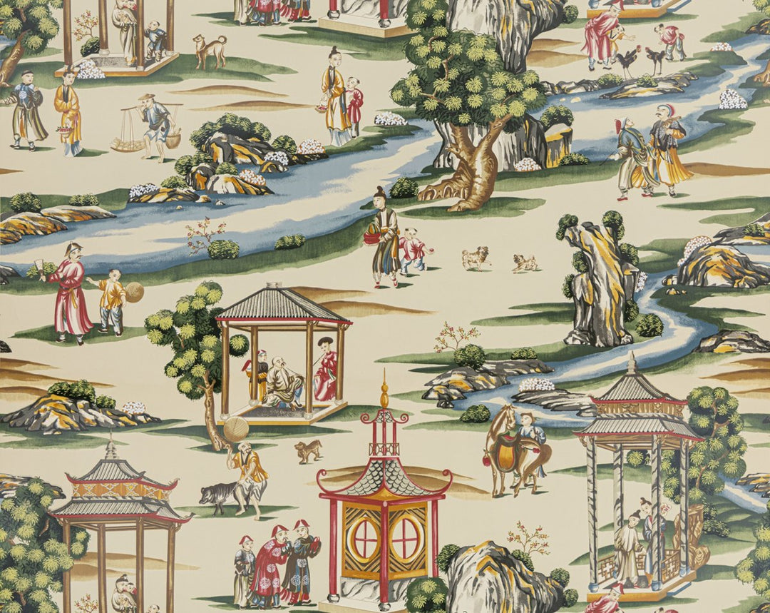 Shanghai Wallcovering Multi On Tea Stain SCWP81584D0002 by Scalamandre Designer Wallpaper